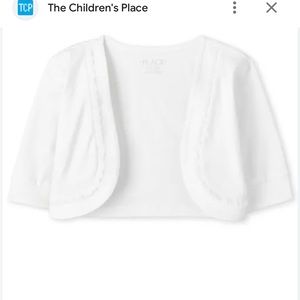 Girls Ruffle Shrug- white